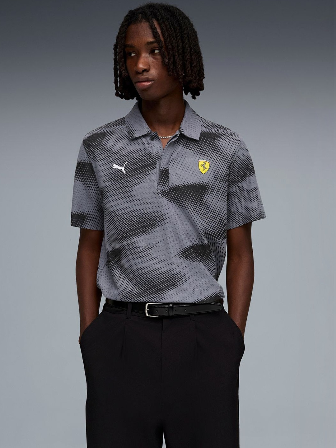 Scuderia Ferrari Men's All-Over-Printed Polo T-shirt