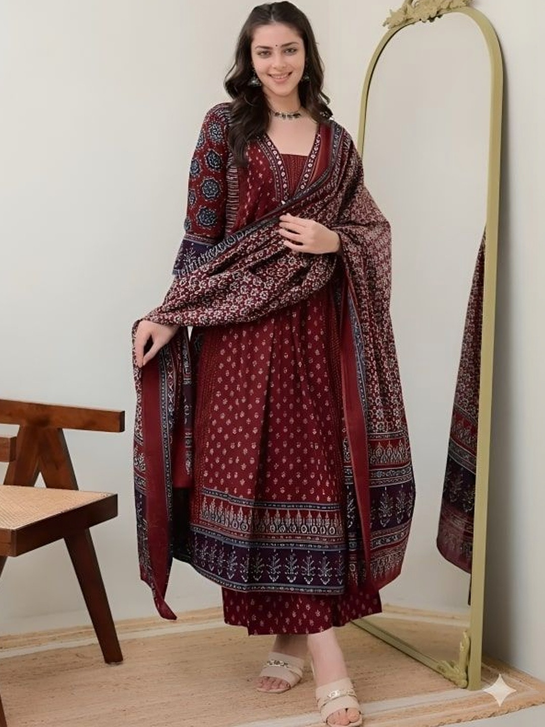 KALINI Women Ethnic Motifs Printed Regular Kurta with Palazzos & With Dupatta