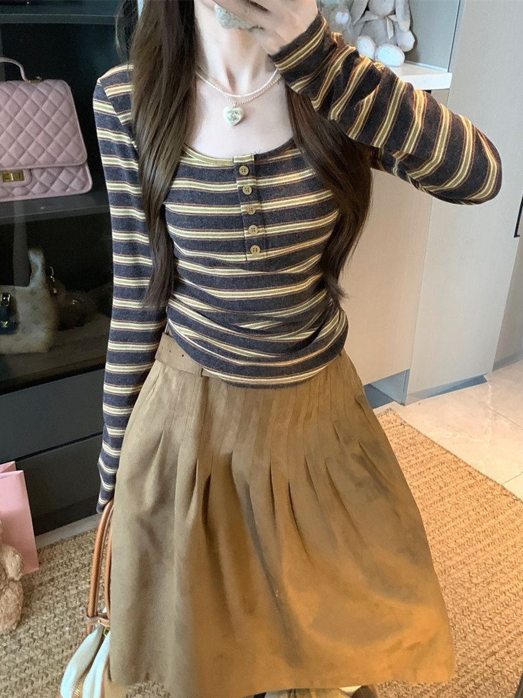 StyleCast x Revolte Striped Extended Sleeves Top