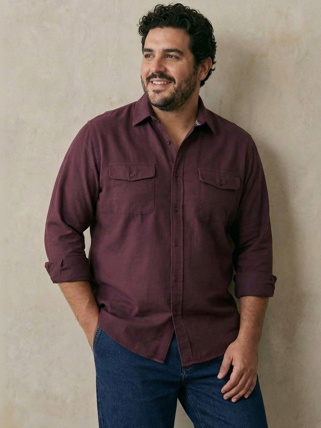 UNSTD Men Plus Size Pure Cotton Casual Shirt