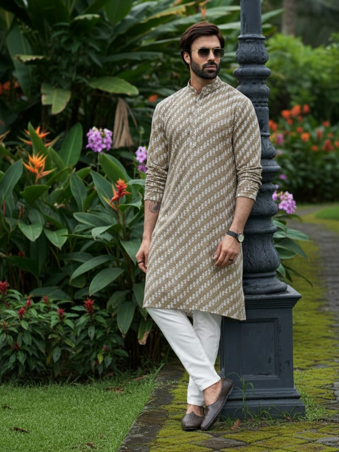 RANGRAAG Men Printed Regular Kurta with Pyjamas