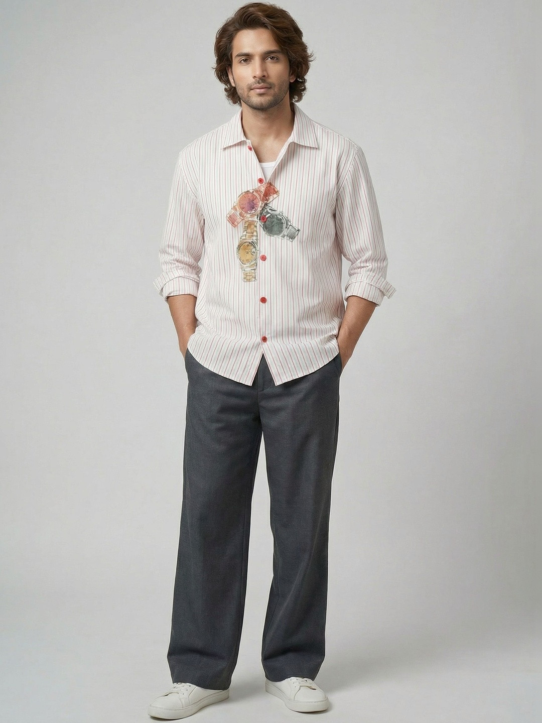 Big Bunny Men Striped Casual Shirt