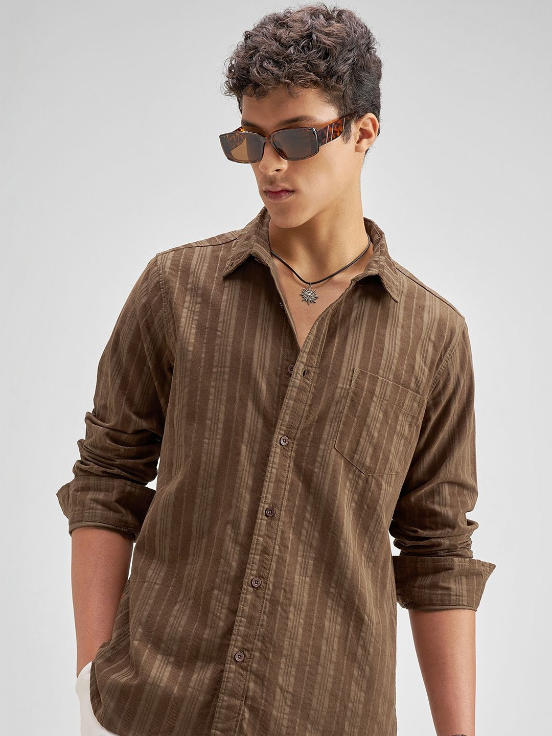 HIGHLANDER Men Slim Fit Striped Casual Shirt - Image 1