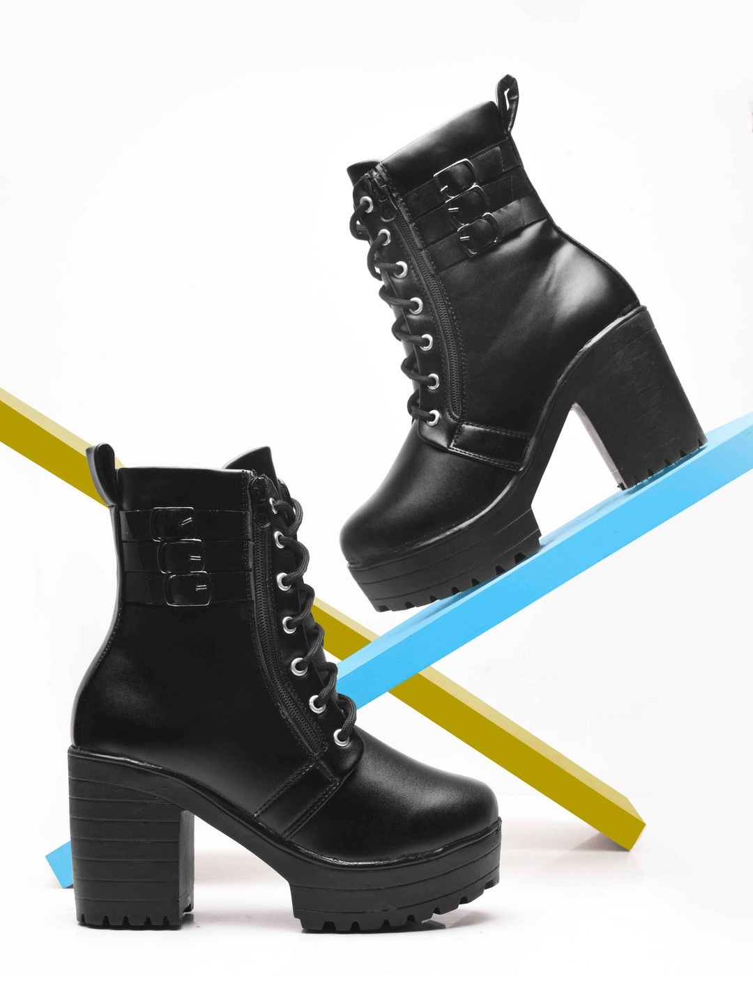 JM Looks Women Round Toe Chunky Boots