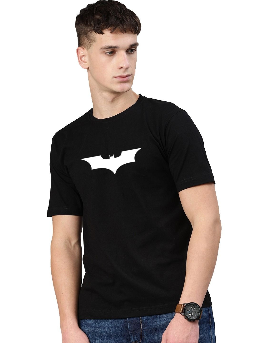 RuledBySun Men Batman Printed Bio Finish T-shirt