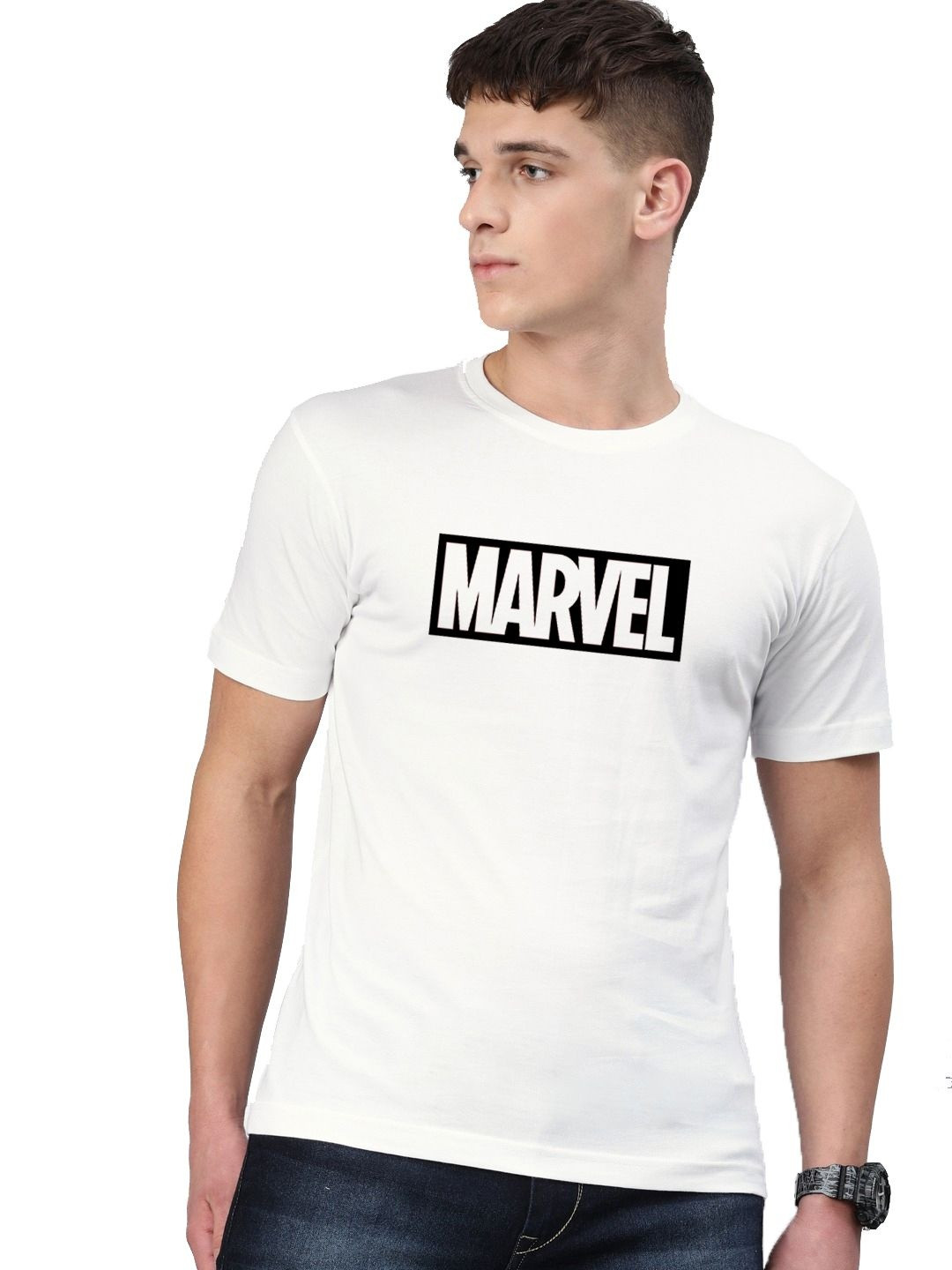 RuledBySun Men Brand Logo Printed Bio Finish T-shirt