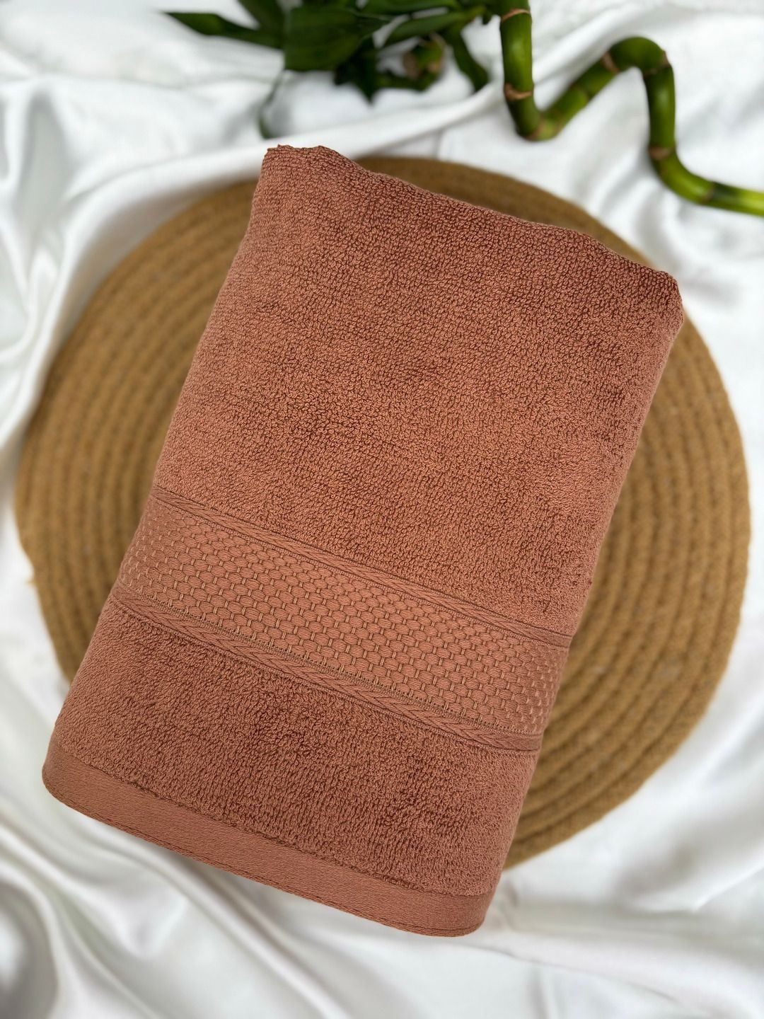Triani Rust & Coffee Brown 1 Printed Bamboo 450 GSM Bath Towel
