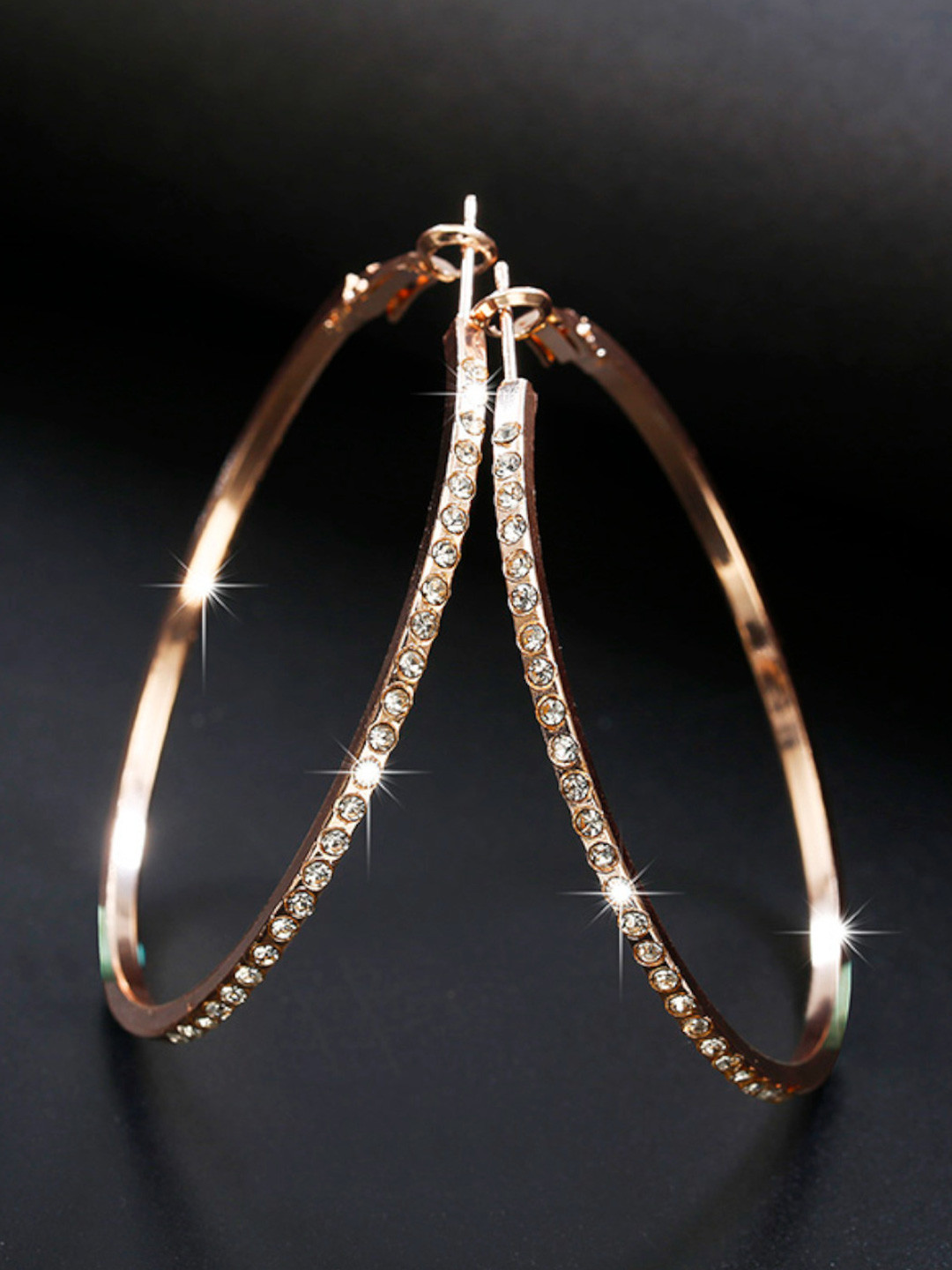 OOMPH Gold-Toned & White Circular Hoop Earrings