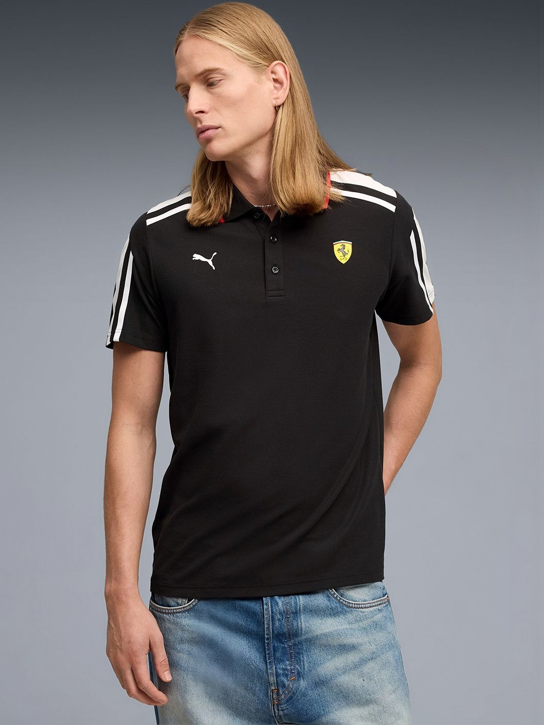 Scuderia Ferrari Men's Contrast Panel MT7 Polo