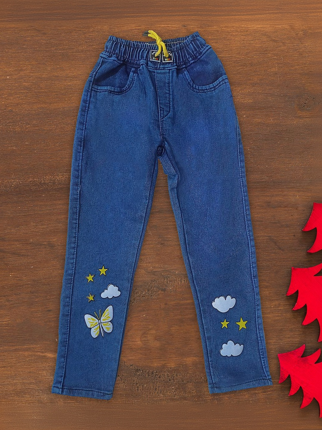 NEUNK Girls Comfort Jogger Mid-Rise Printed Stretchable Jeans
