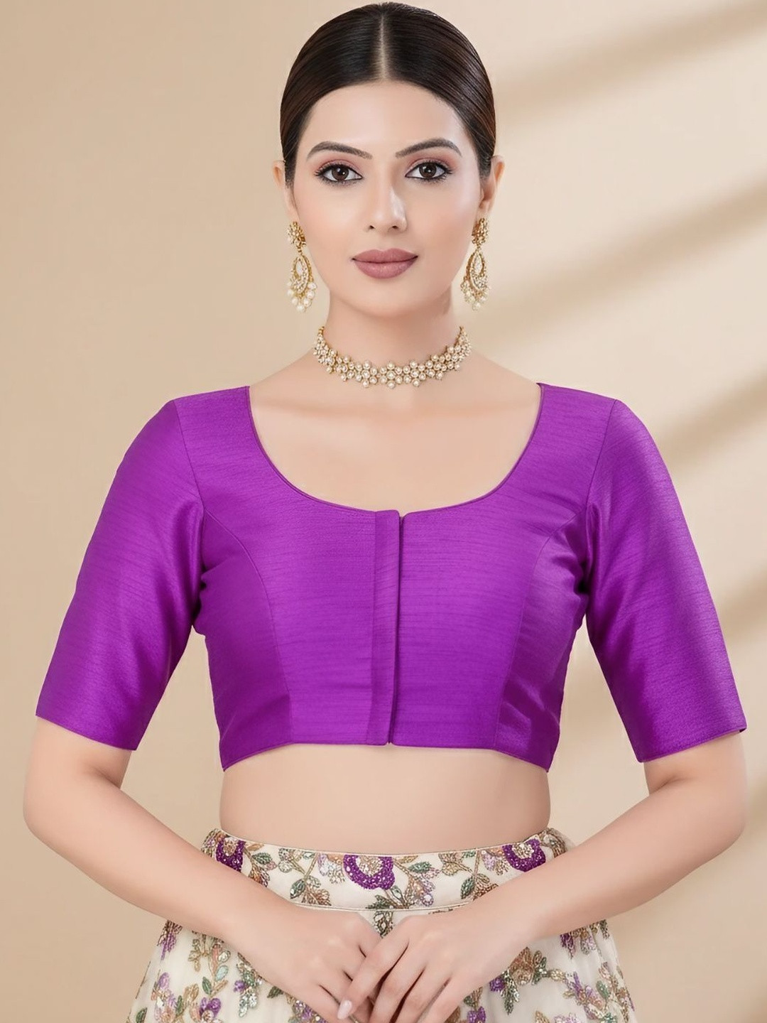 SALWAR STUDIO Round Neck Saree Blouse