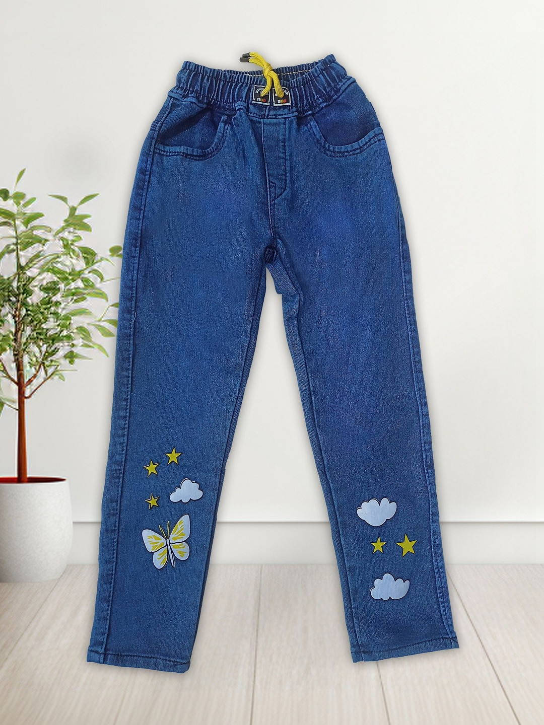 NEUNK Girls Comfort Jogger Mid-Rise Printed Stretchable Jeans