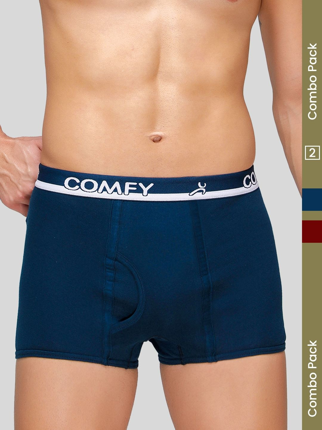 AMUL COMFY Men Pack Of 2 Cotton Mid -Rise Short Trunk