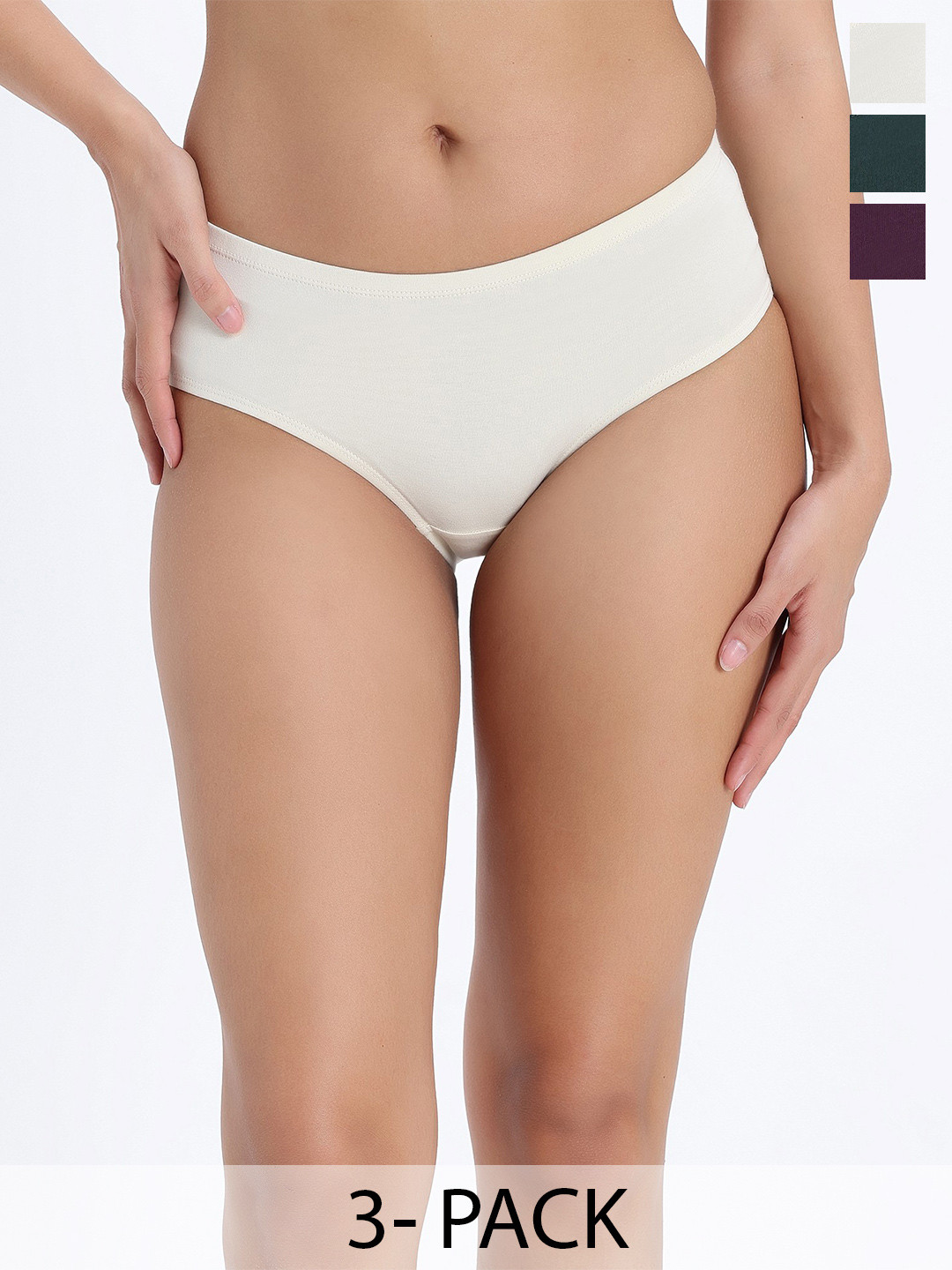 Zivame Women Pack Of 3 Mid-Rise Hipster Briefs