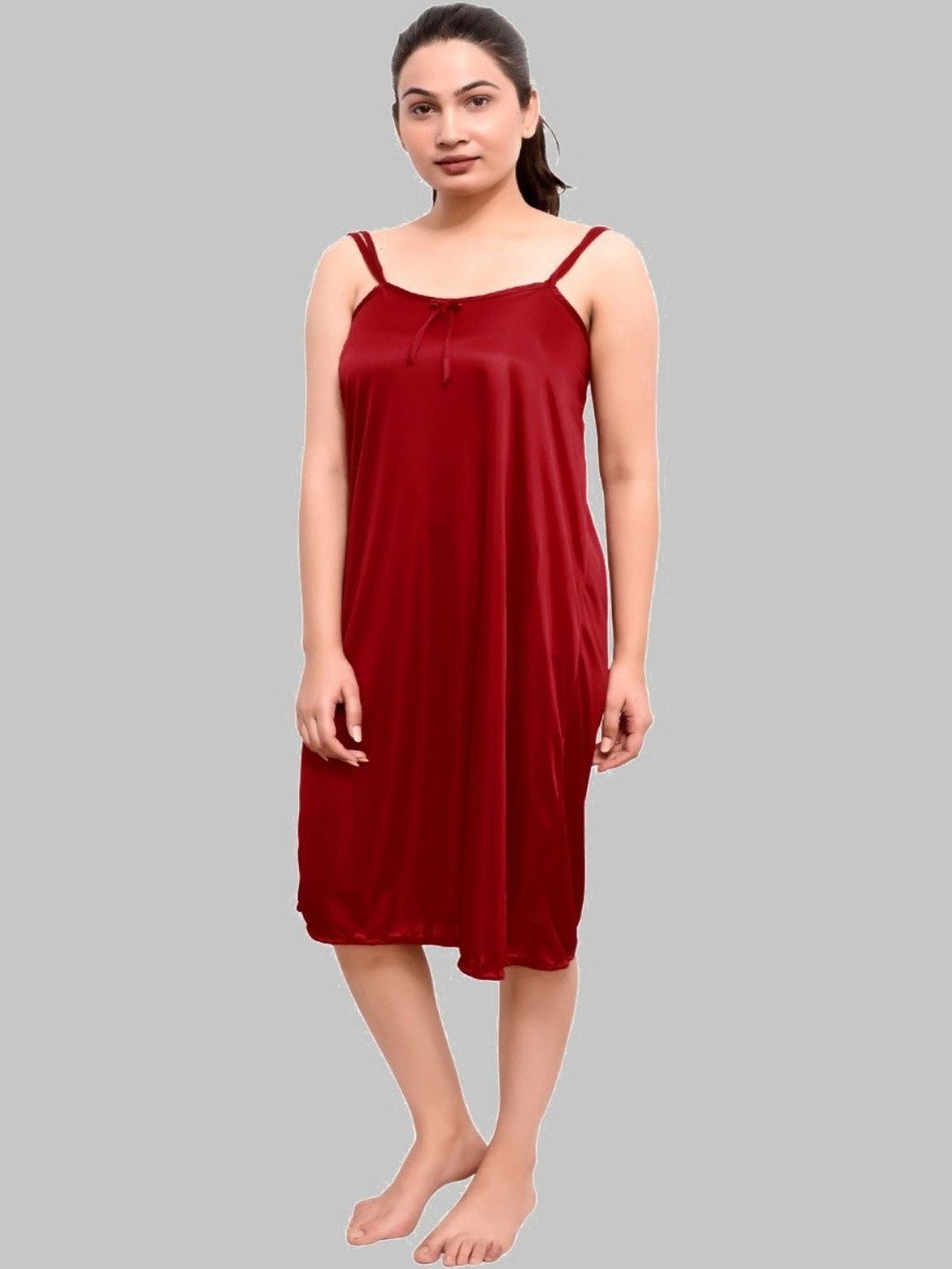 ANKONA Satin Short Nighty with Double Shoulders Straps
