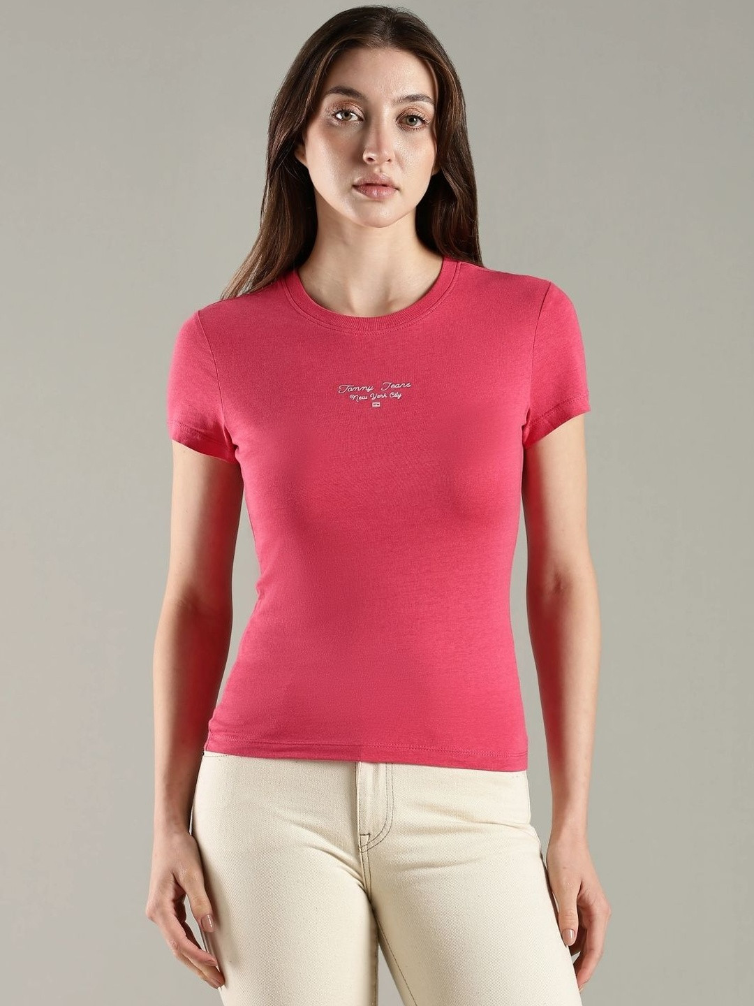 Tommy Hilfiger Women Typography Printed Slim Fit T-shirt