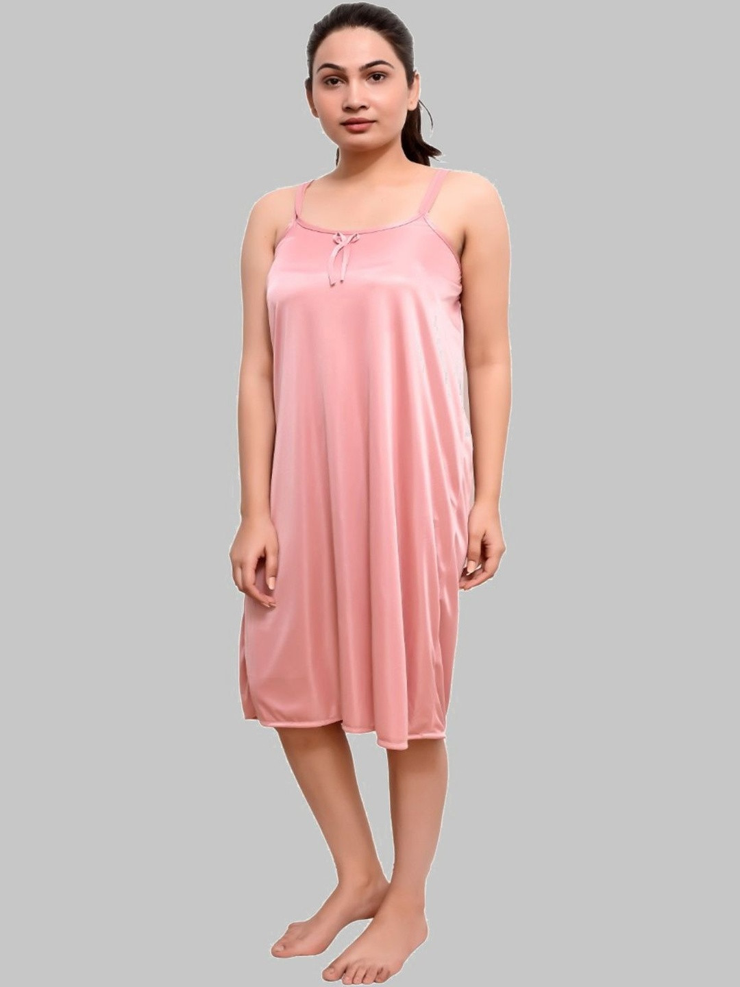 ANKONA Satin Short Nighty with Double Shoulders Straps