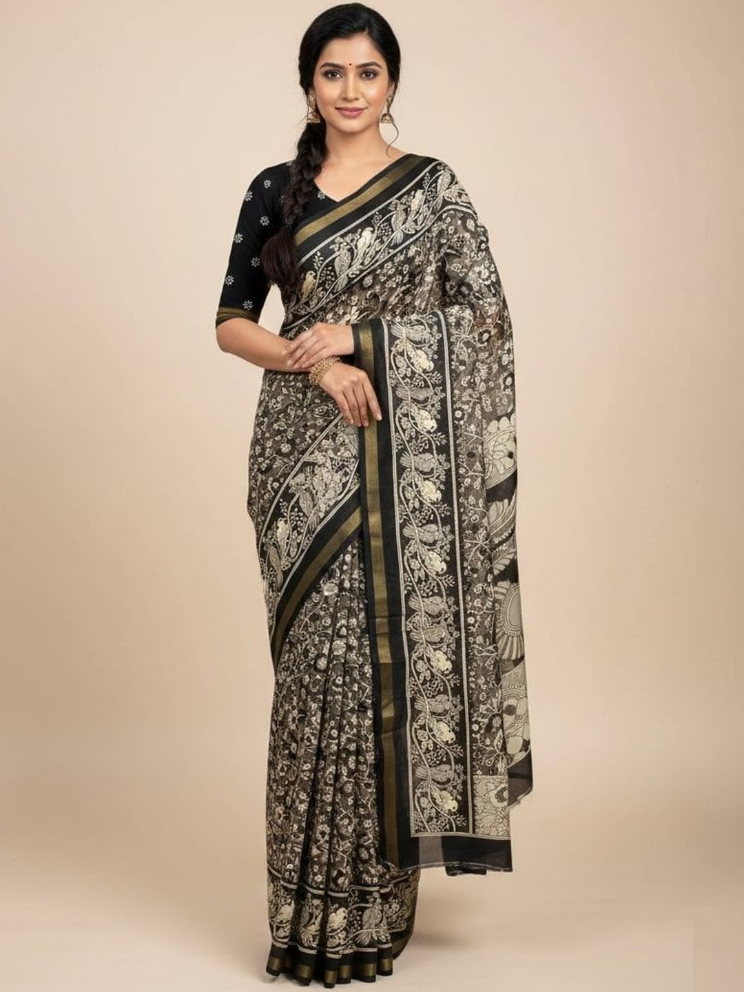 GHAN SALS Ethnic Motifs Pure Cotton Handloom Saree