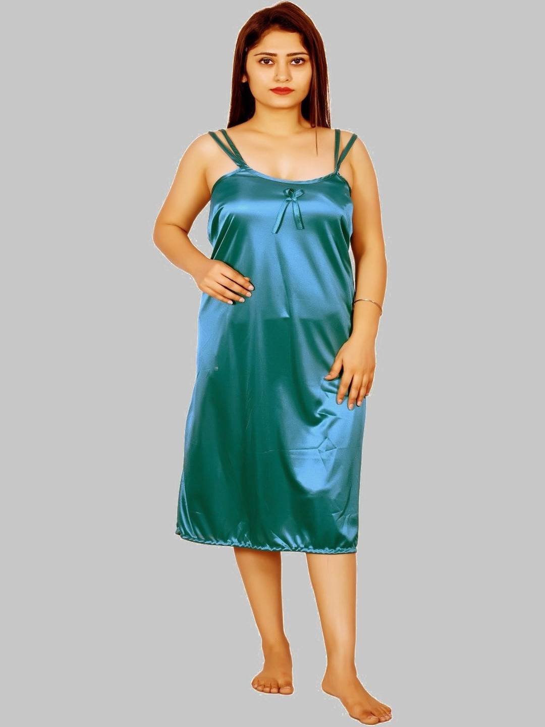 ANKONA Satin Short Nighty with Double Shoulders Straps