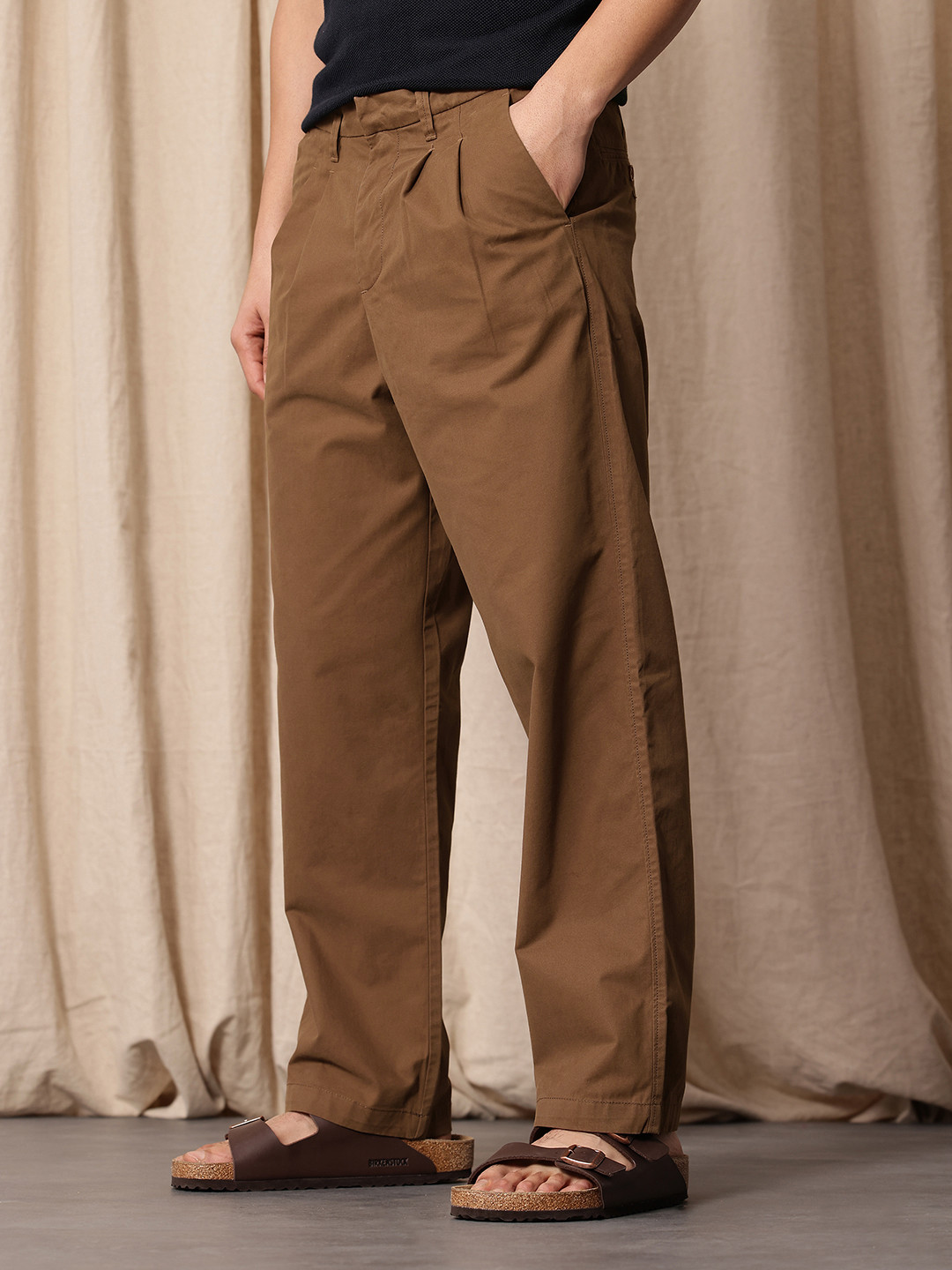 Mr Bowerbird Men Pure Cotton Oversized Fit Pleated Trousers