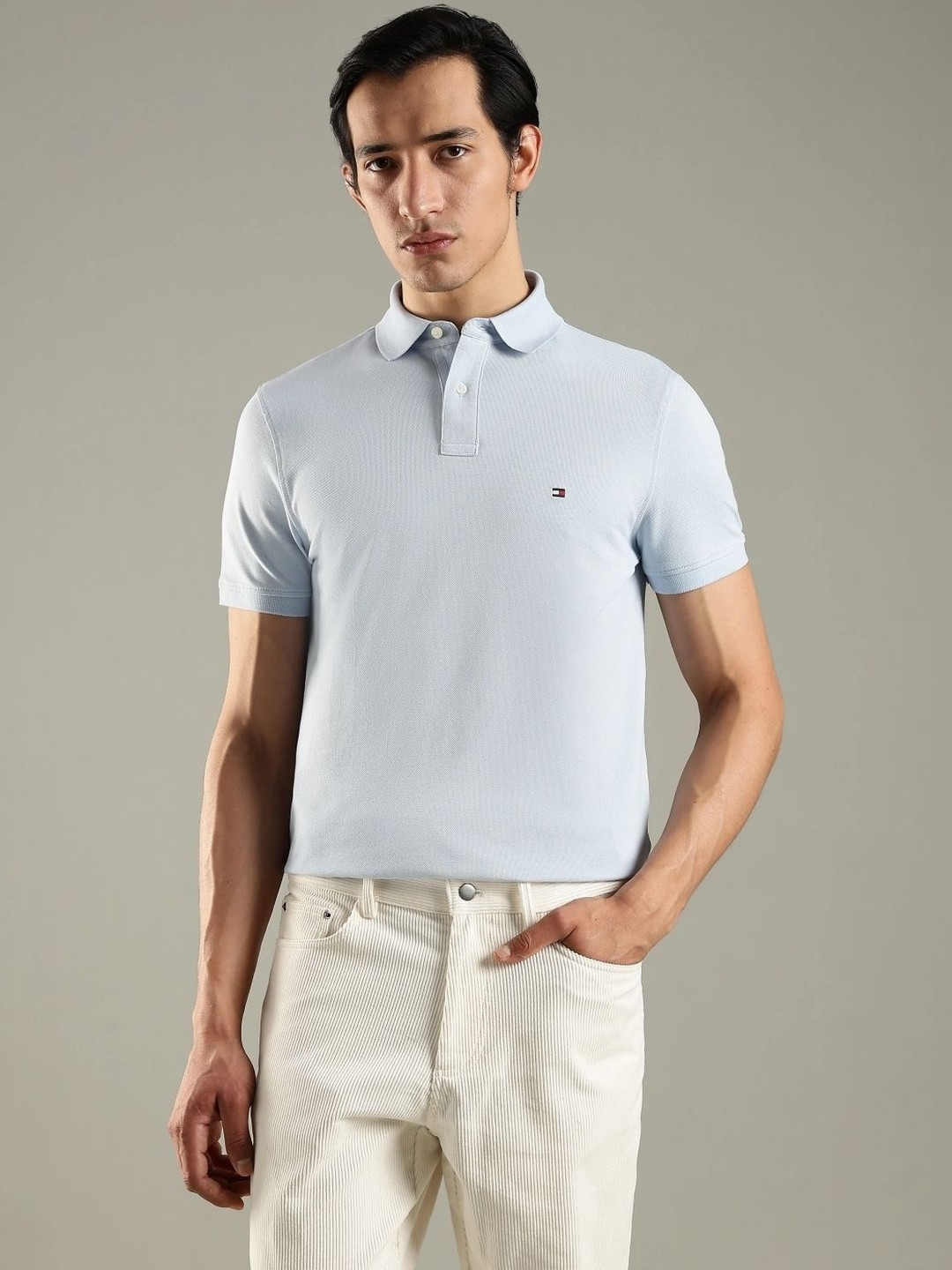 Tommy Hilfiger Men Brand Logo Polo Collar T-shirt