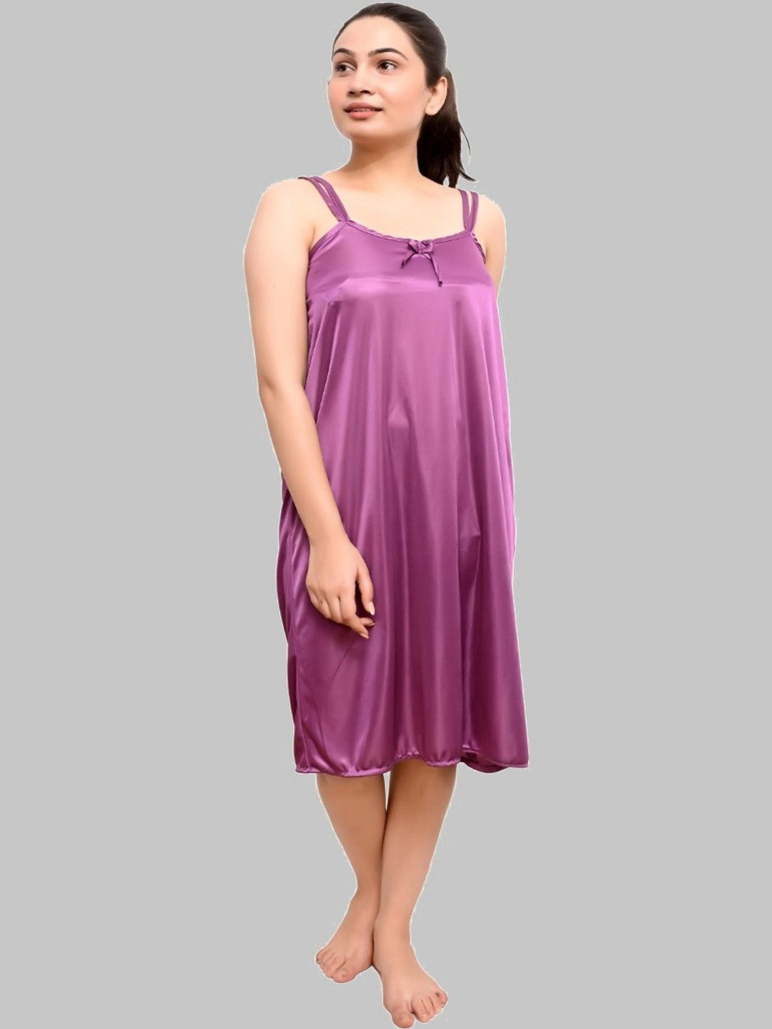 ANKONA Satin Short Nighty with Double Shoulders Straps