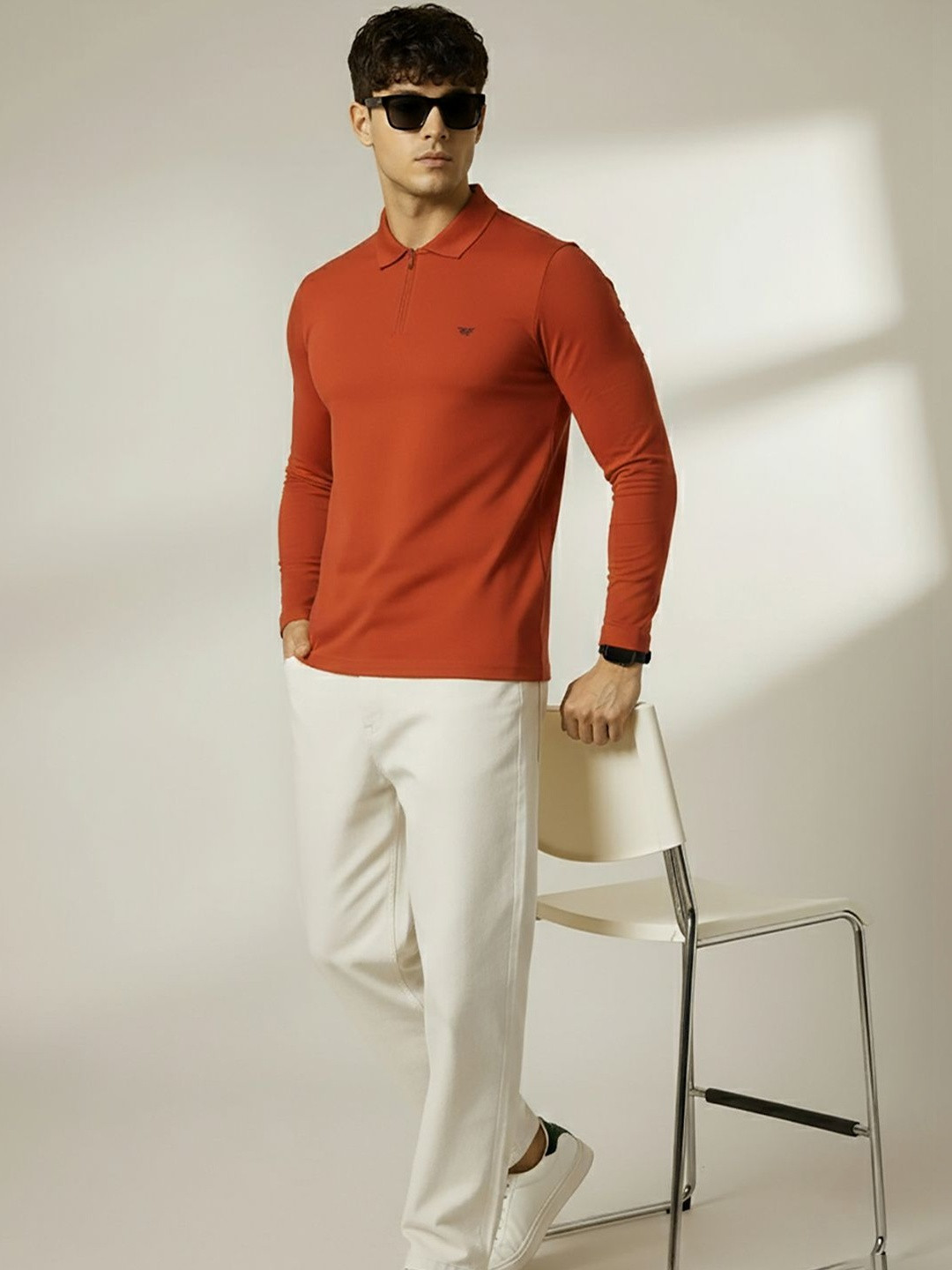 XYRIS Men Brand Logo Polo Collar T-shirt
