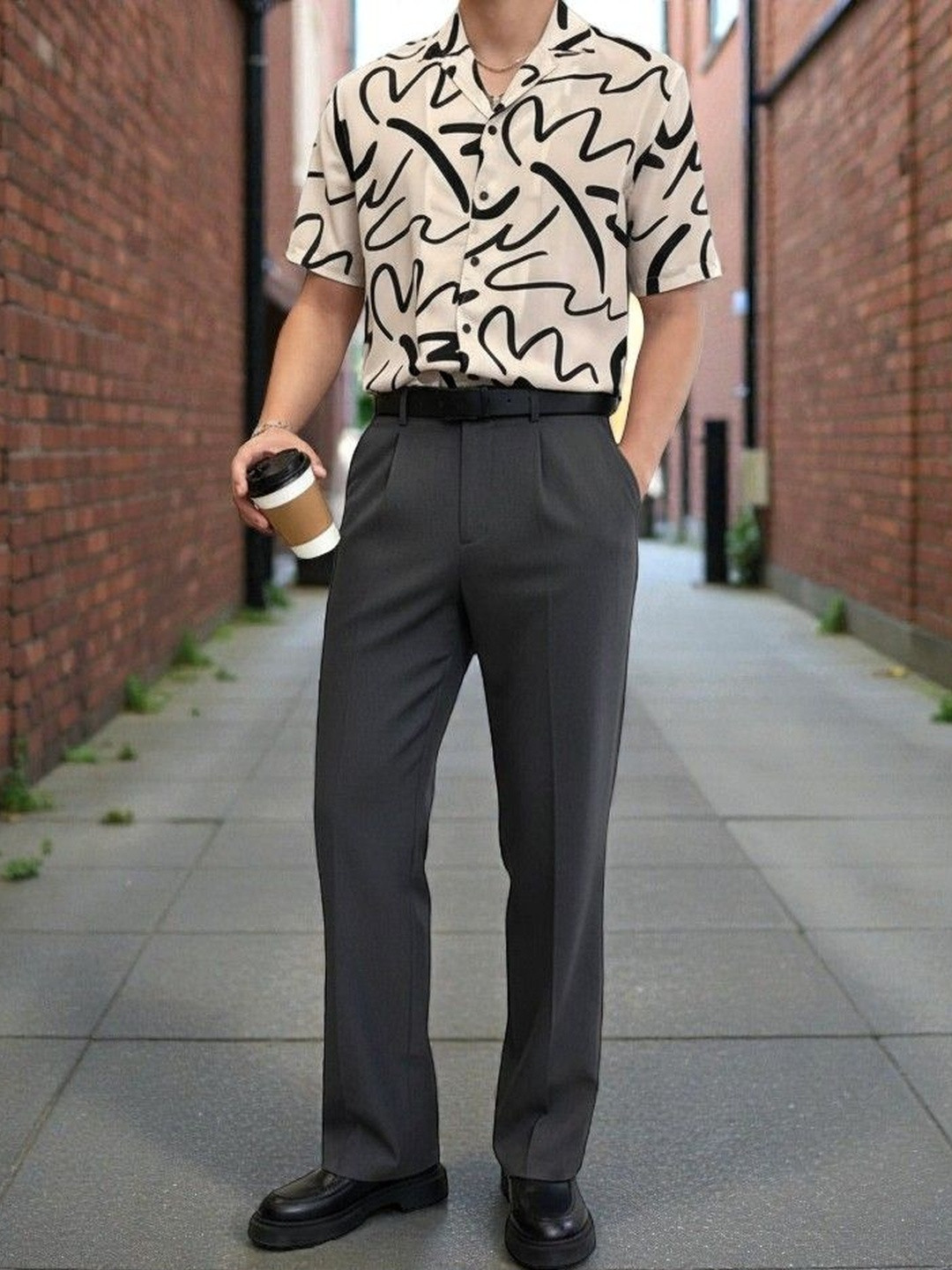 COVZ Men Korean Loose Fit Easy Wash Pleated Trousers