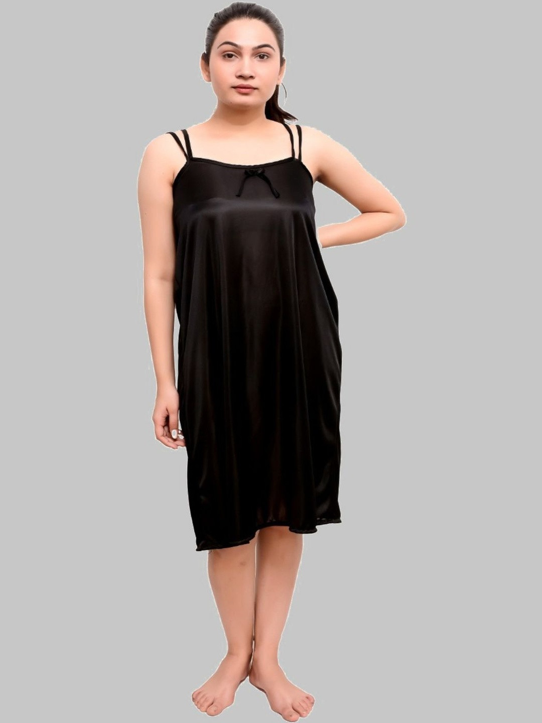 ANKONA Satin Short Nighty with Double Shoulders Straps