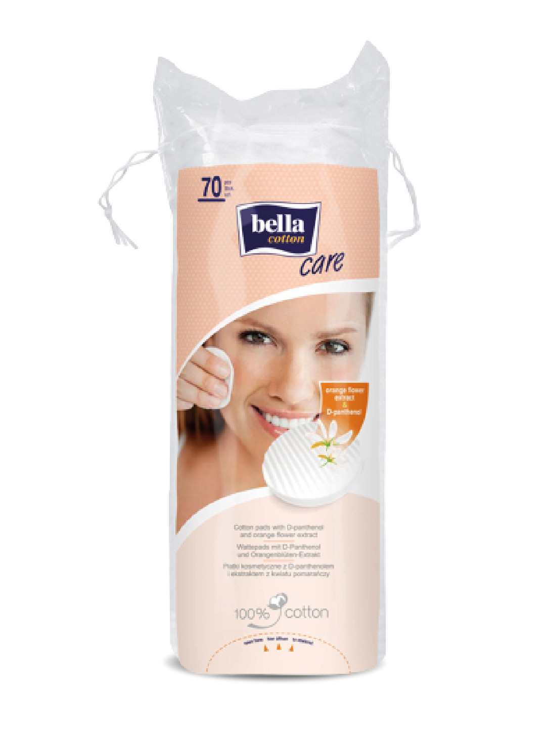 bella Round Cotton Pads with D-Panthenol & Orange Blossom Extract - 70 Pcs