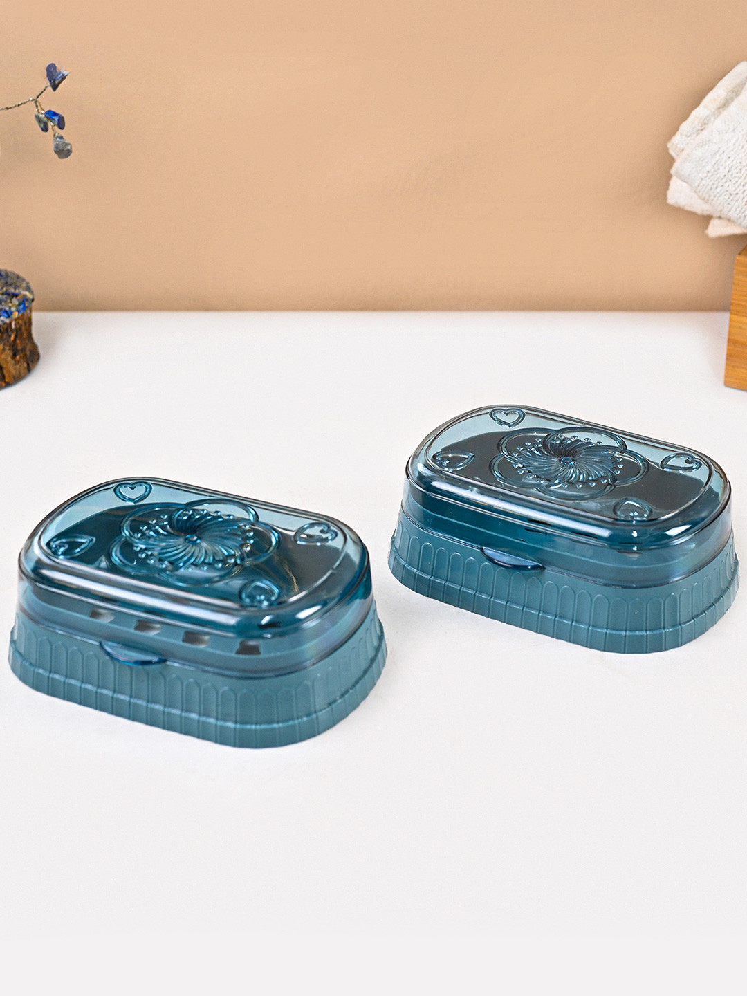 MARKET99 Teal blue 2 Pcs Soap Dish Bathroom Accessories