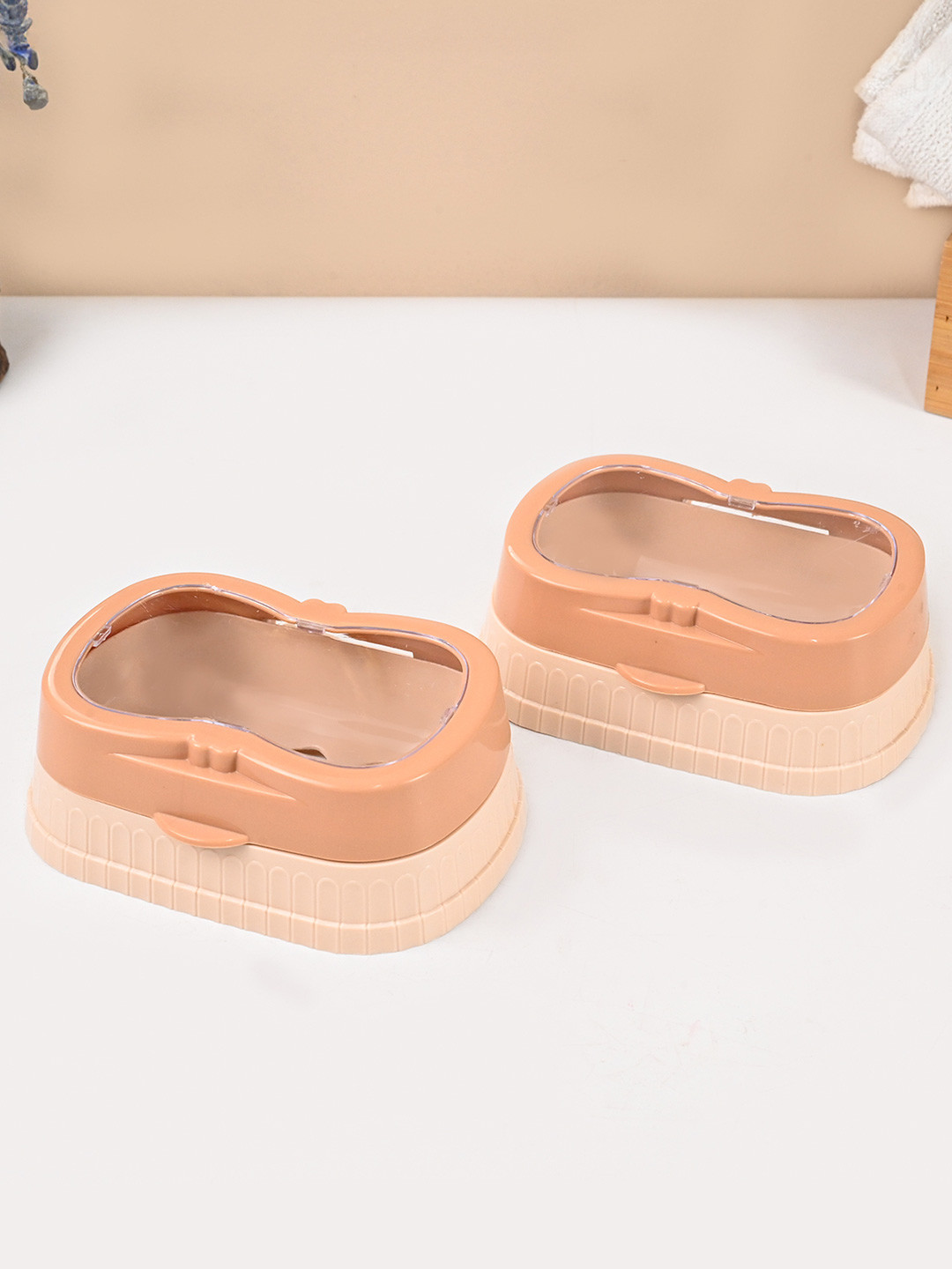 MARKET99 Beige & Peach 2 Pcs Soap Dish Bathroom Accessories