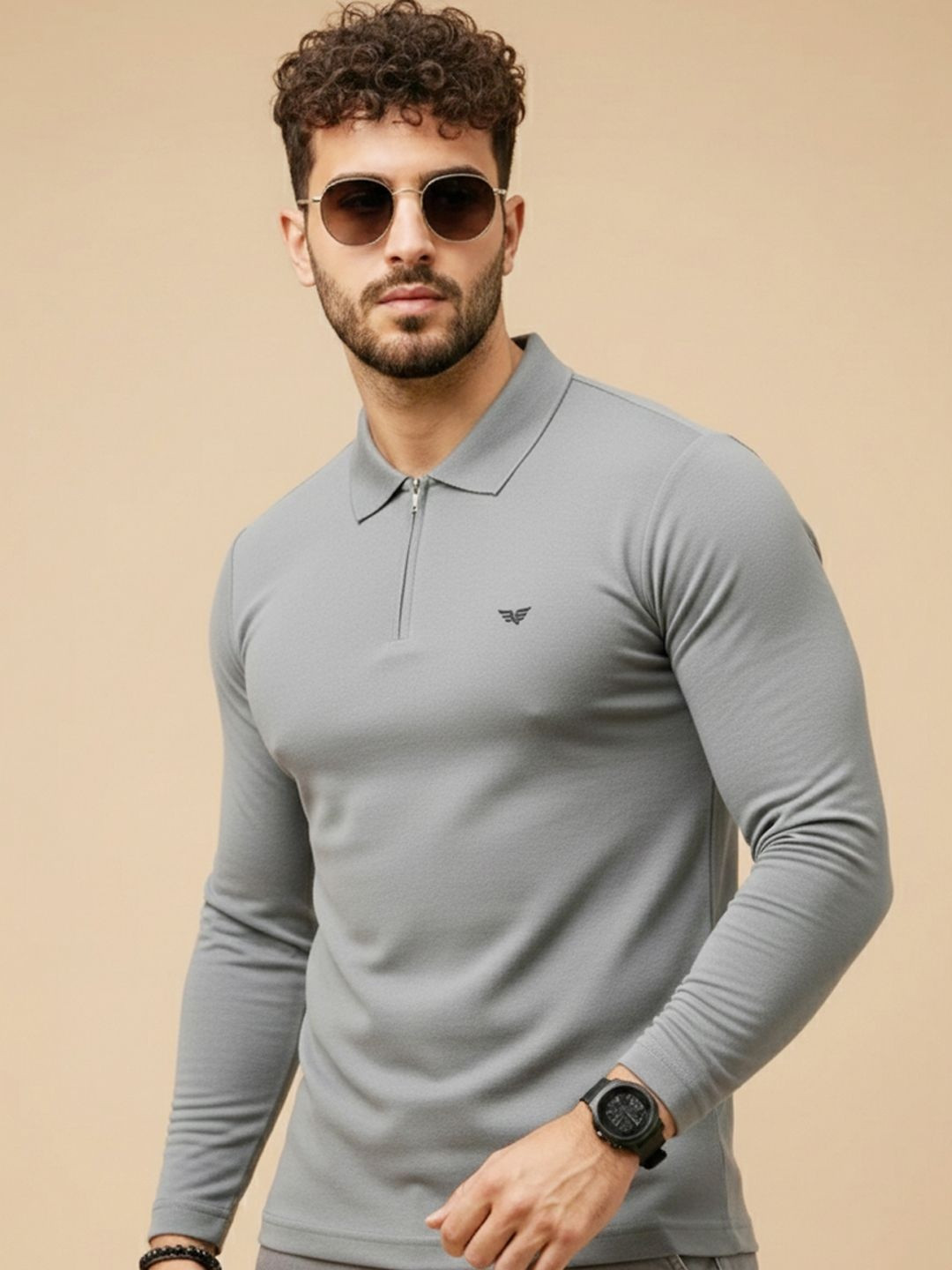 XYRIS Men Brand Logo Polo Collar T-shirt