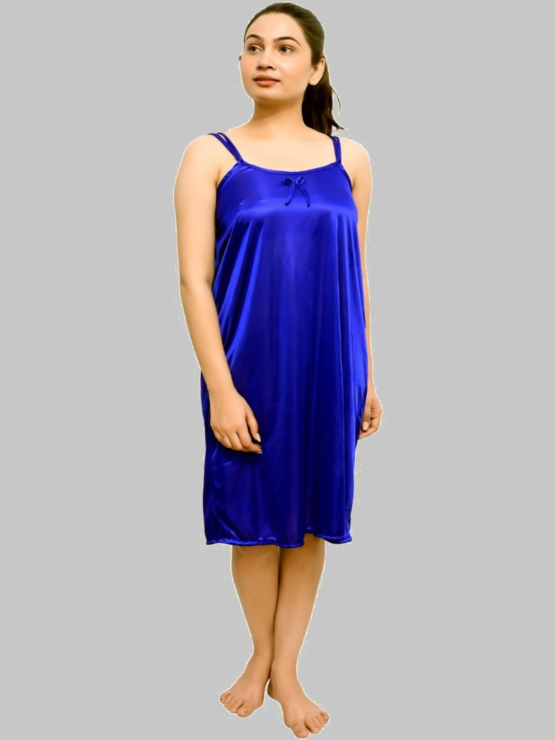 ANKONA Satin Short Nighty with Double Shoulders Straps
