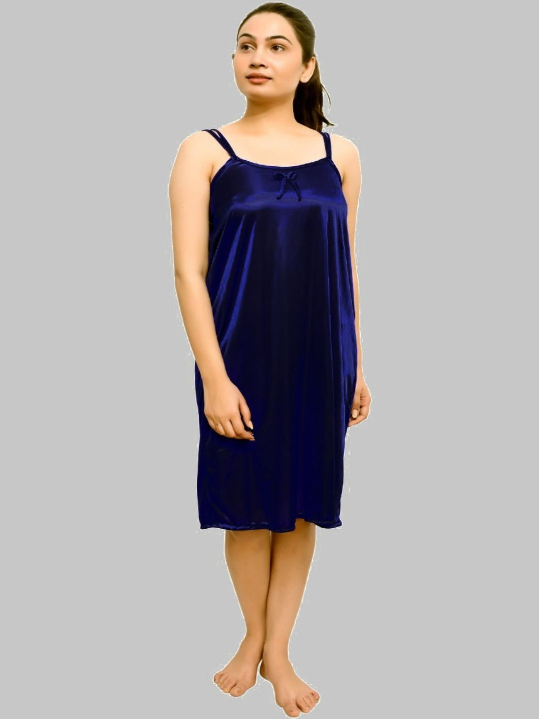 ANKONA Satin Short Nighty with Double Shoulders Straps