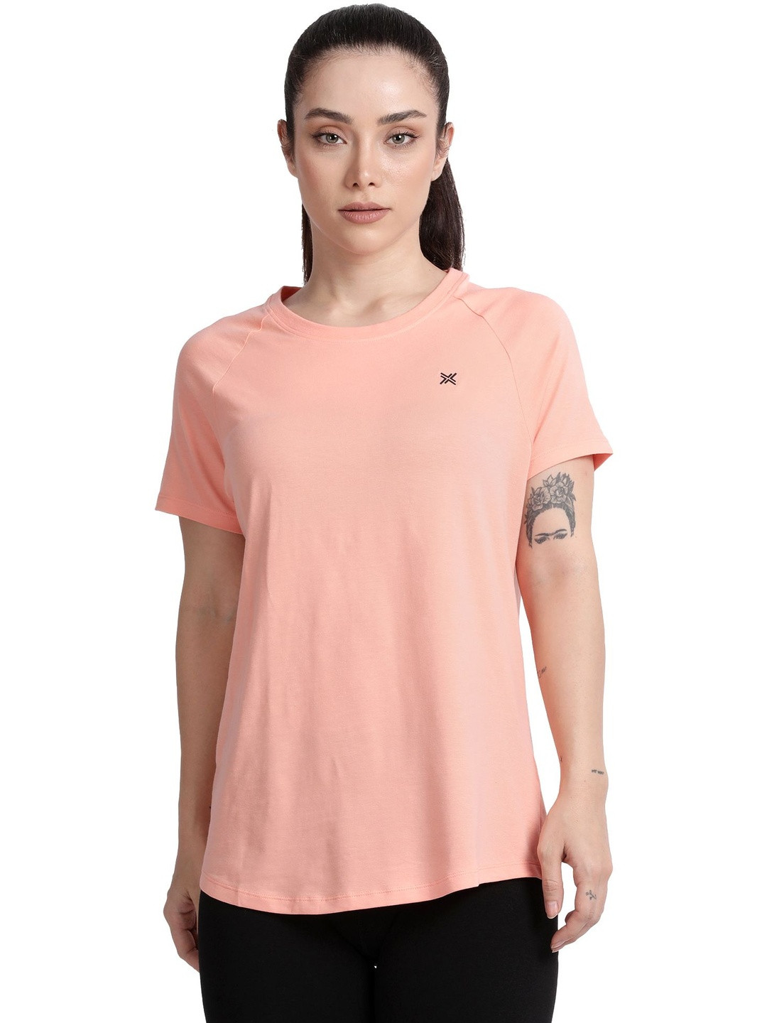 LAVOS Women Bamboo Cotton Round Neck Regular Fit T-Shirt with Half Sleeve