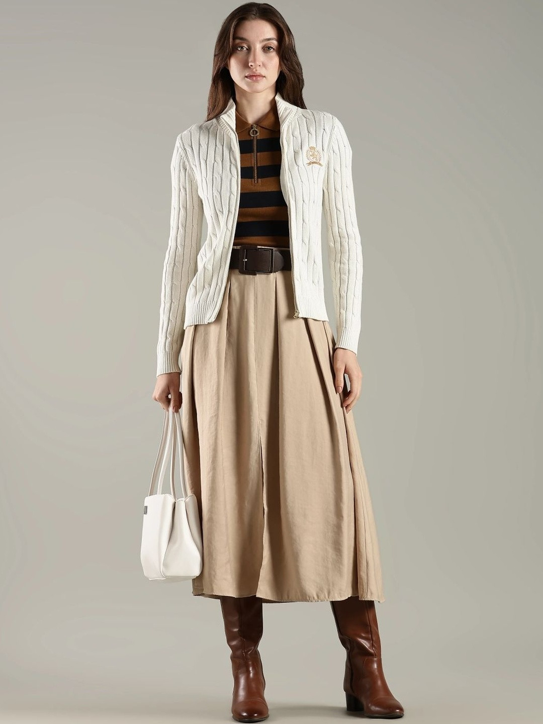 Tommy Hilfiger Women Cable Knit Cardigan with Embroidered Detail