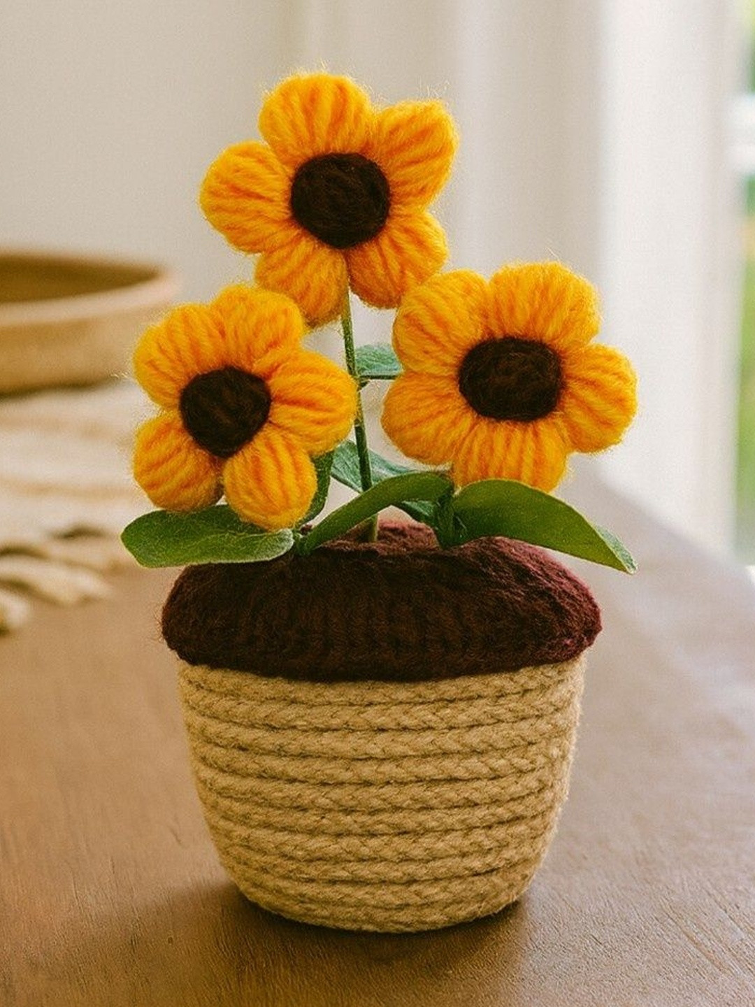 Akaar Yellow 1 Pieces Daisy Artificial Flower With Pot