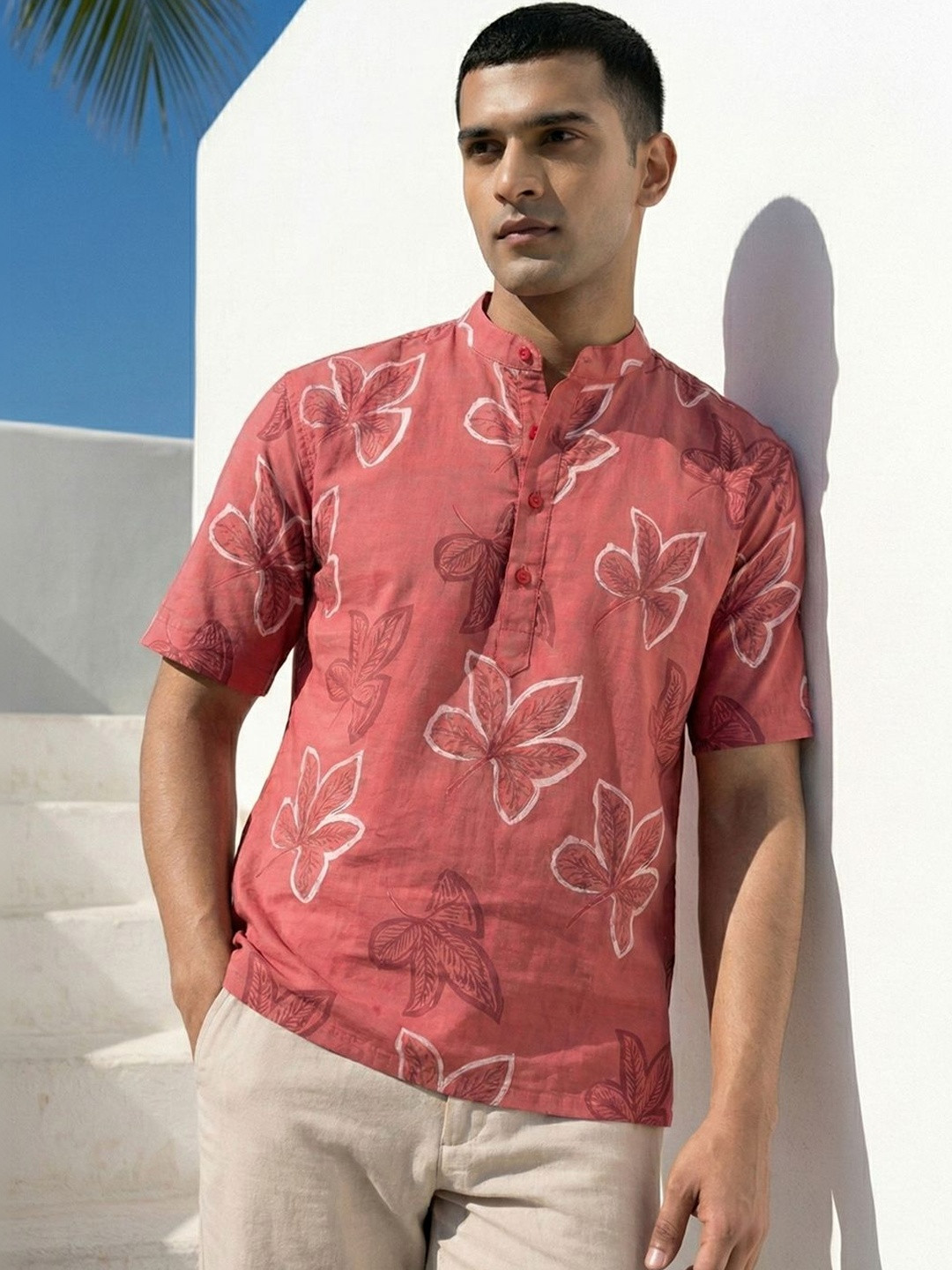 CHHAAP Cotton Blend Printed Straight Above Knee Kurta