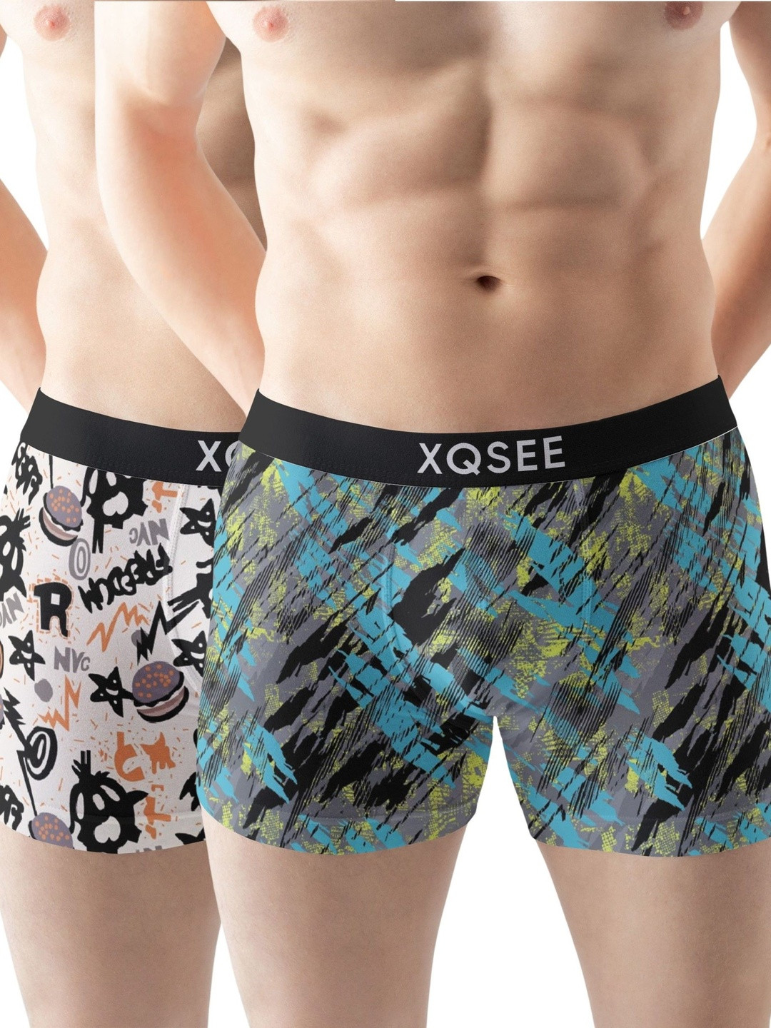 XQSEE Men Pack Of 2 Printed Mid-Rise Short Trunk