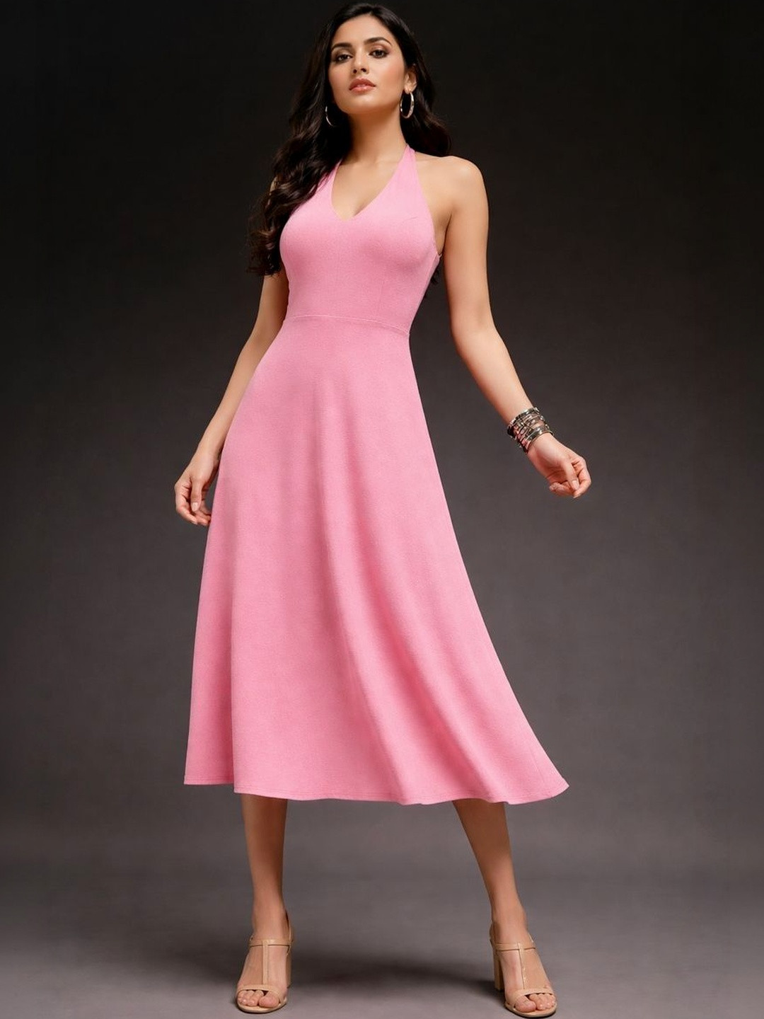 KASHIANXSTYLE Fit & Flare Midi Dress