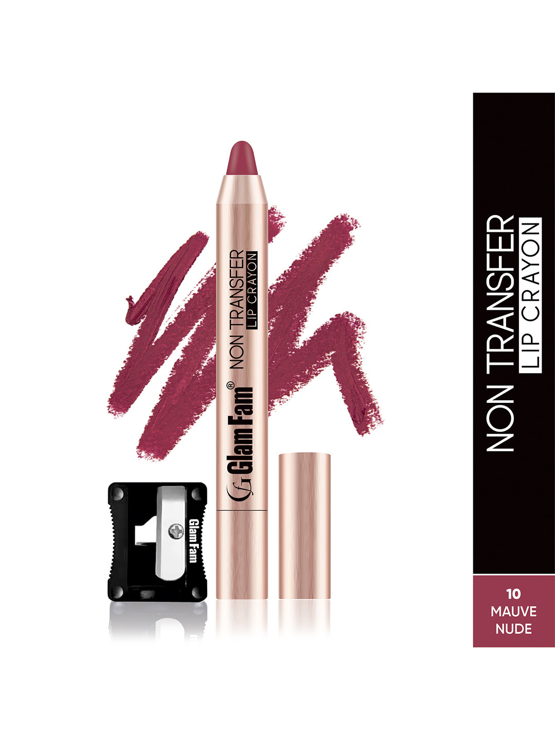 GlamFam Non Transfer & Long Lasting Lip Crayon Lipstick - Mauve Nude 10