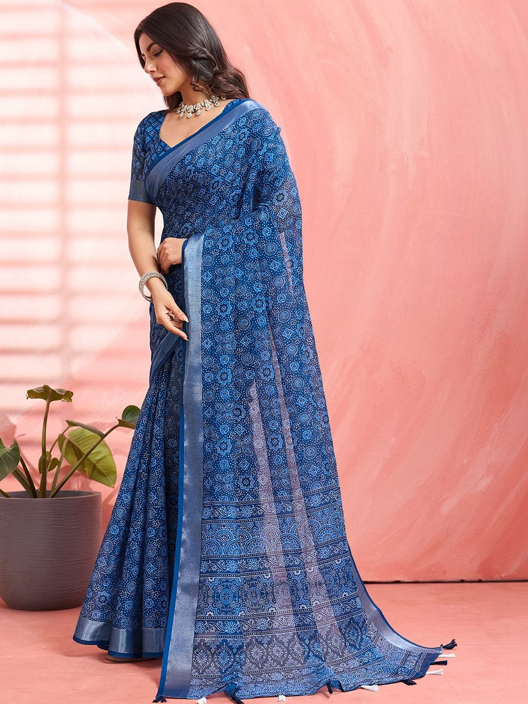 MIWA Sangamneri Block Printed Saree
