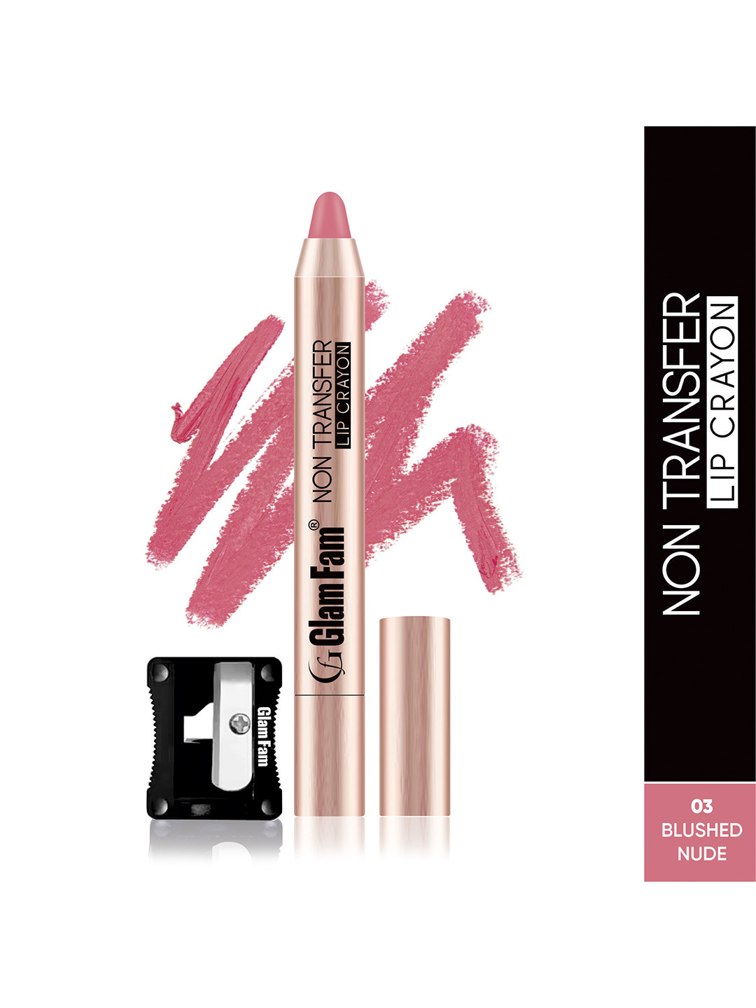 GlamFam Non Transfer & Long Lasting Lip Crayon Lipstick - Blushed Nude 03