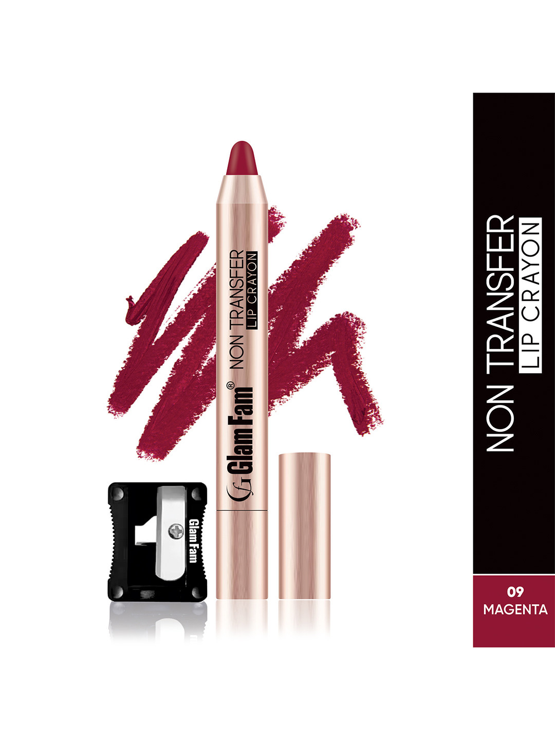 GlamFam Non Transfer Matte Lip Crayon Lipstick- Magenta-09