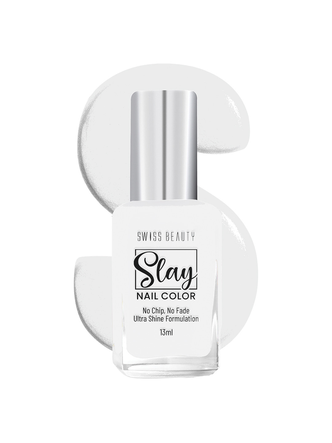 SWISS BEAUTY Slay Glossy & Long-Lasting Nail Colour 13 ml - Pure Silver