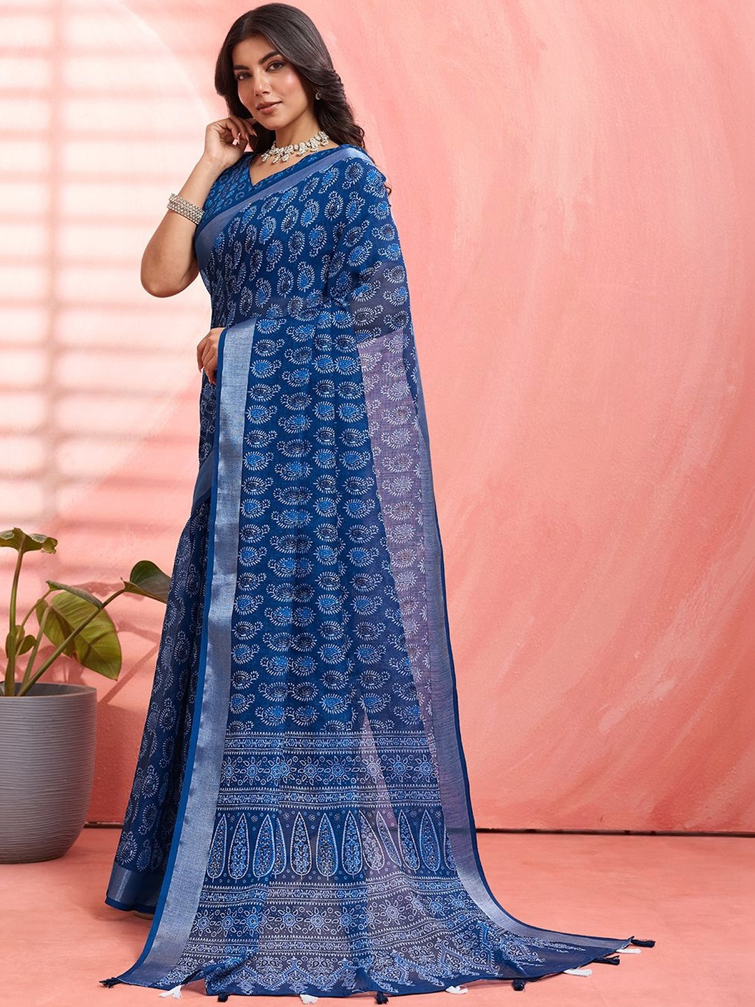 MIWA Sangamneri Block Printed Saree