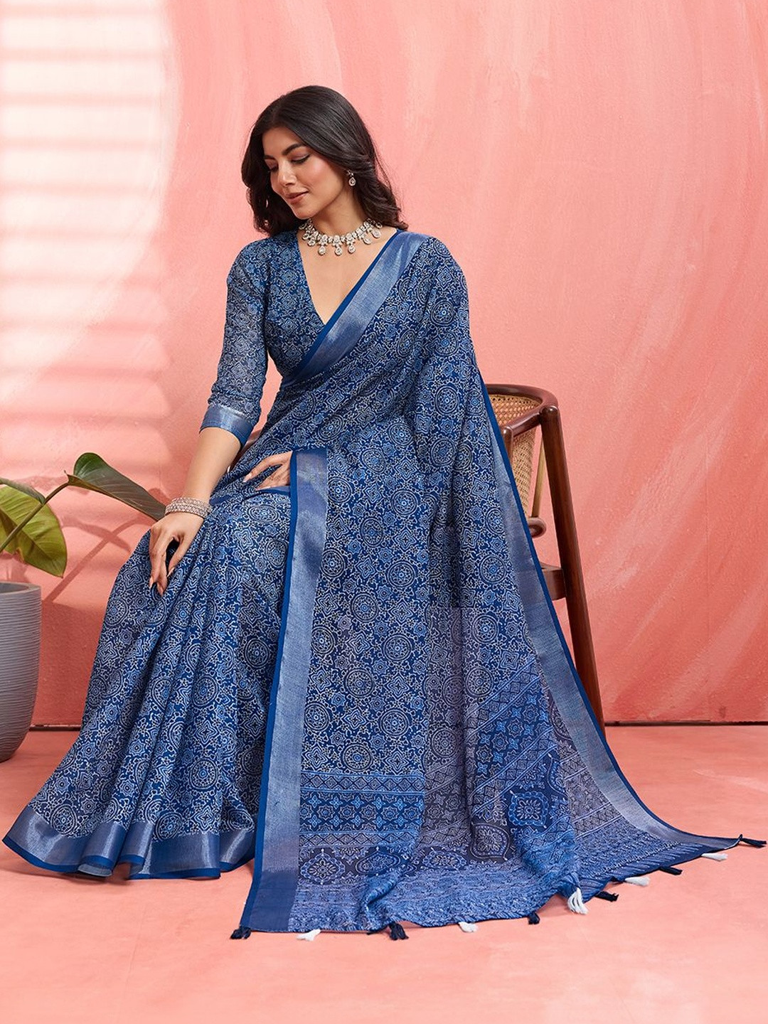 MIWA Sangamneri Block Printed Saree