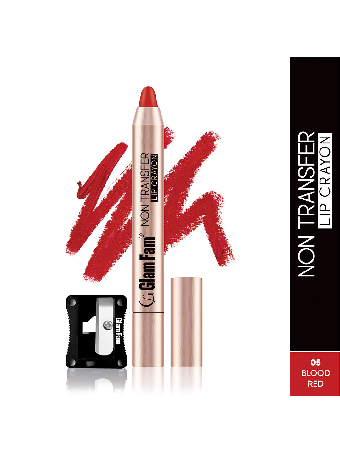 GlamFam Non Transfer Long Lasting Lip Crayon Lipstick - 2.8 g - Blood Red-05