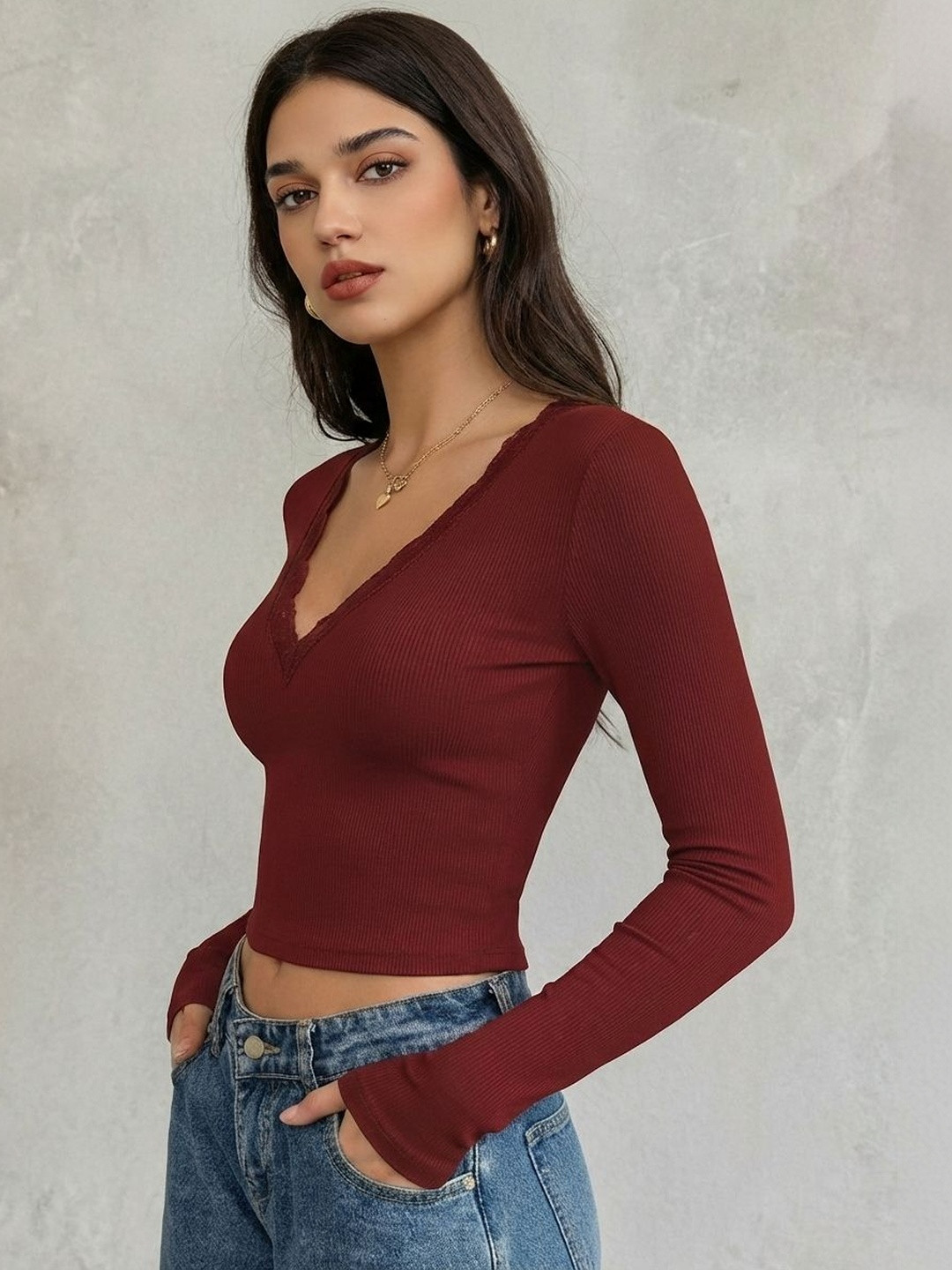 Womenster Ruffles Crop Top